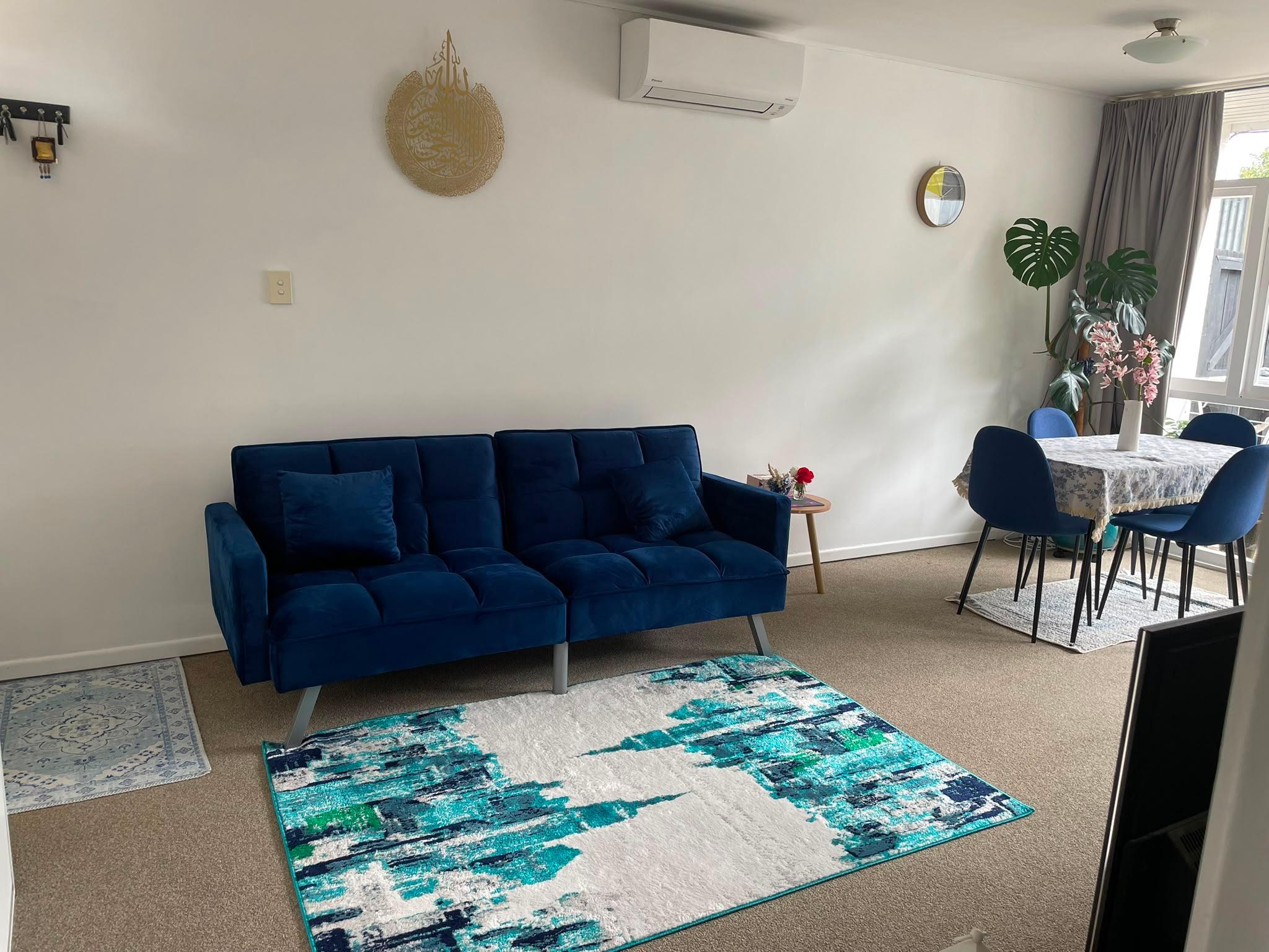 Styled cobalt living and dining room